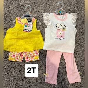 Girls yellow Floral Top and Pink Outfit Set